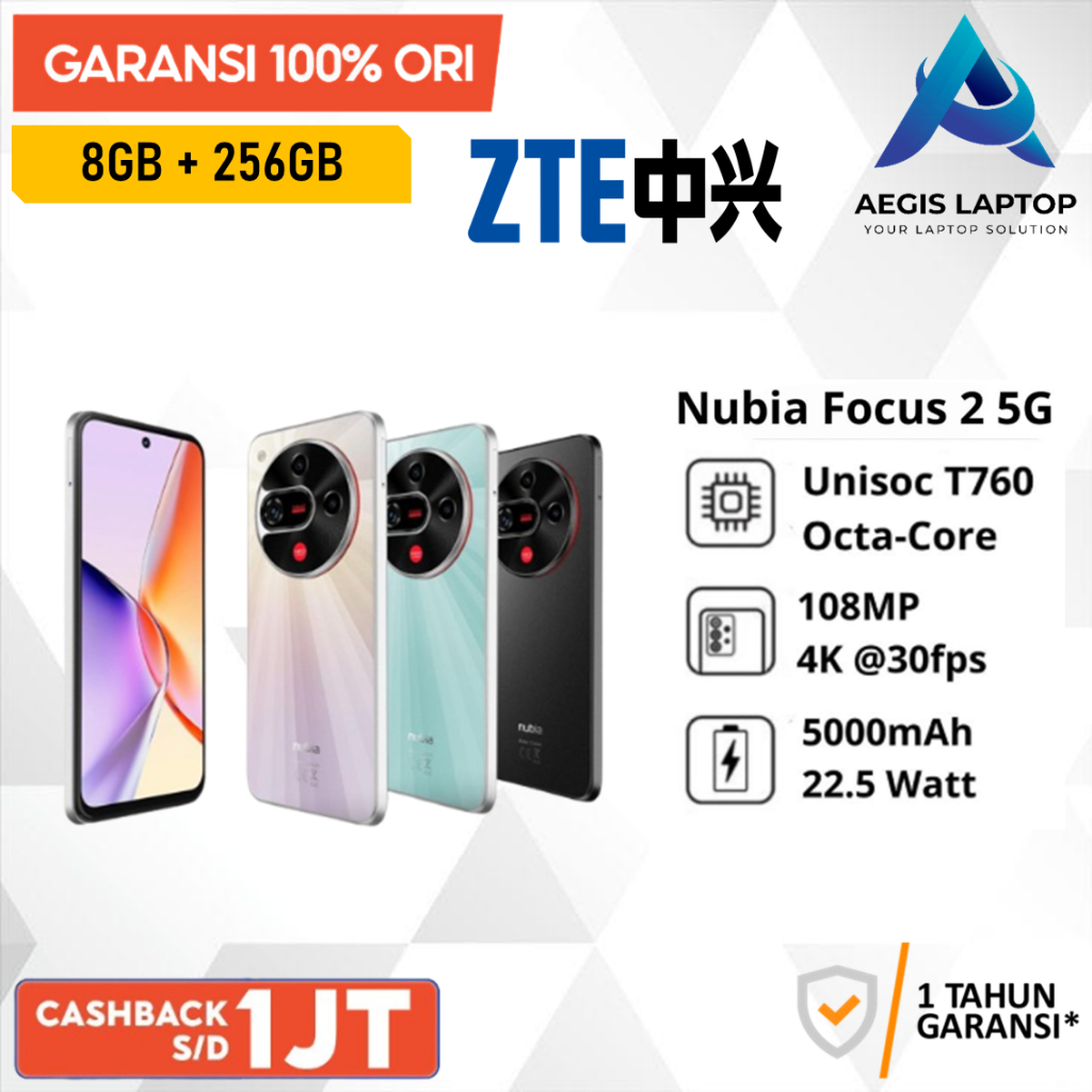Nubia Focus 2 5G 8/256GB - 108MP Kamera AI - 5000mAh Baterai - IPS LCD 120Hz 1000nits
