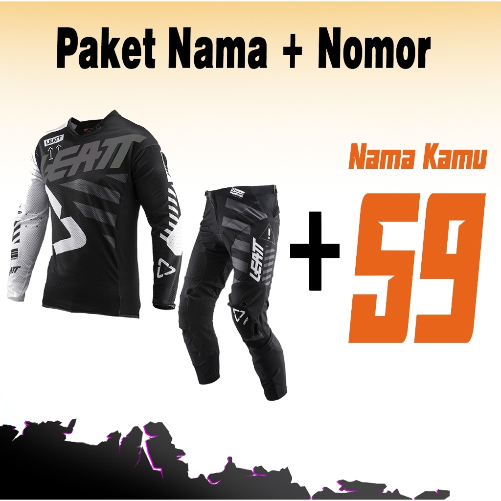 PAKET NAMA + NOMOR tshirt kaos jersey baju set celana motor motocross trail cross jerset trabas adve