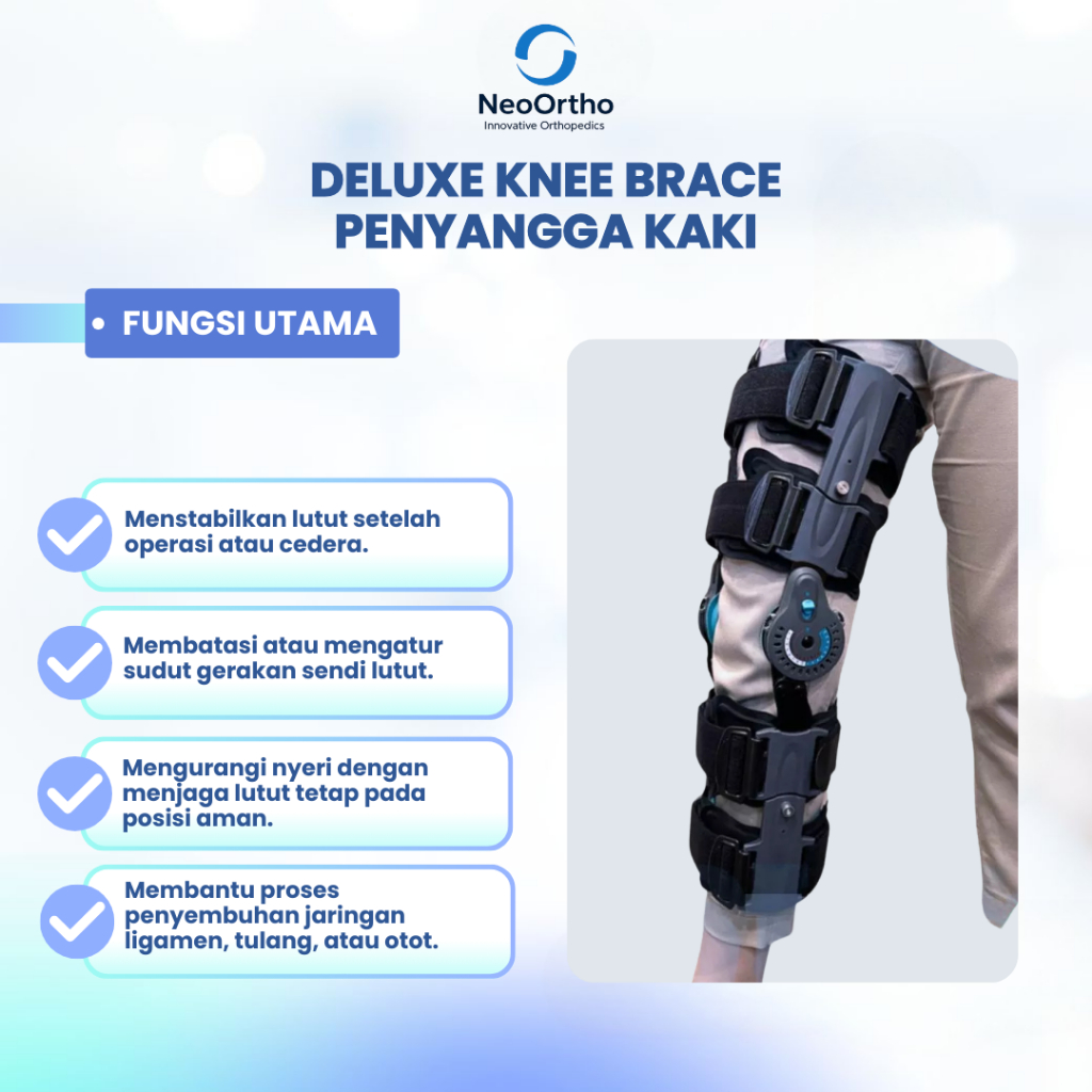 NeoOrtho  Deluxe Knee Brace Penyangga Kaki Alat Bantu Ortopedi Deker Terapi Lutut