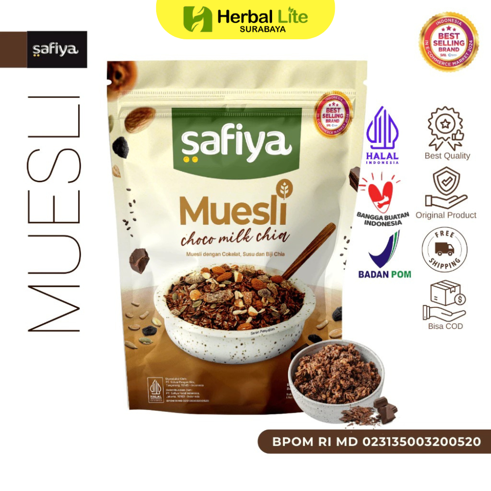 

Safiya Muesli Choco Milk 840 Gram With Chiaseed Sereal Oatmeal Diet Premium