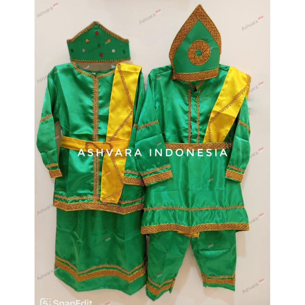 Baju/Pakaian adat Riau/Melayu Anak Laki-laki & Perempuan TK dan SD