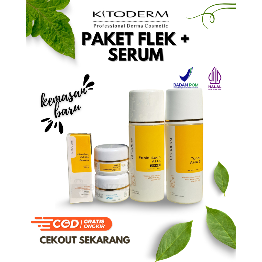 Kitoderm Paket Flek Whitening - Penghilang Flek Hitam Bandel Melasma dan Noda Hitam Original