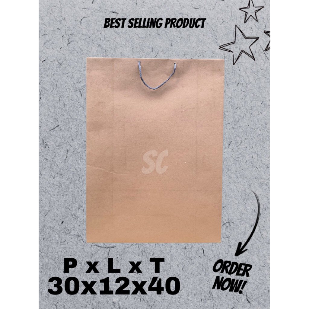

Paper Bag Coklat Polos Ukuran 30x12x40 (paket 12pcs) |Tas Kertas |Tas Kado |Tas Souvenir |Paper bag Hampers