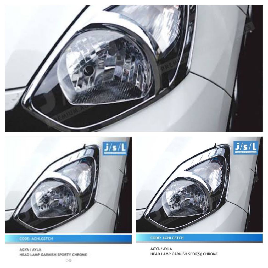 GARNIS LAMPU COVER LAMPU DEPAN CHROME AGYA AYLA LAMA 2014-2017 JSL