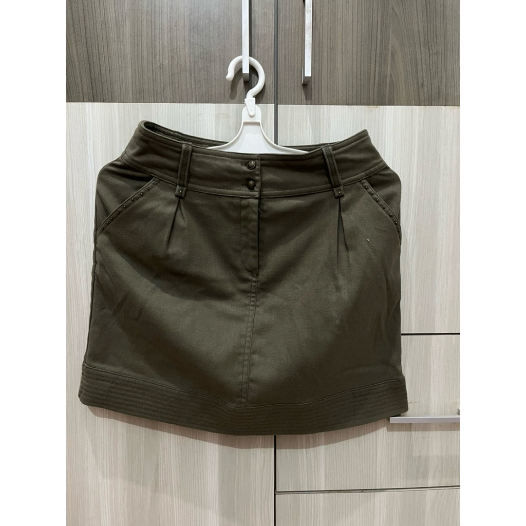 Preloved Rok Mini Hijau Army