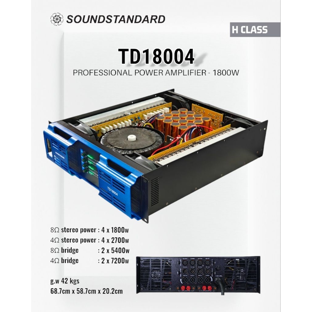 Power Amplifier / Soundstandard TD18004 / Kelas H / 4 Channel / SS TD 18004 4CH 4 Chanel - 1800W