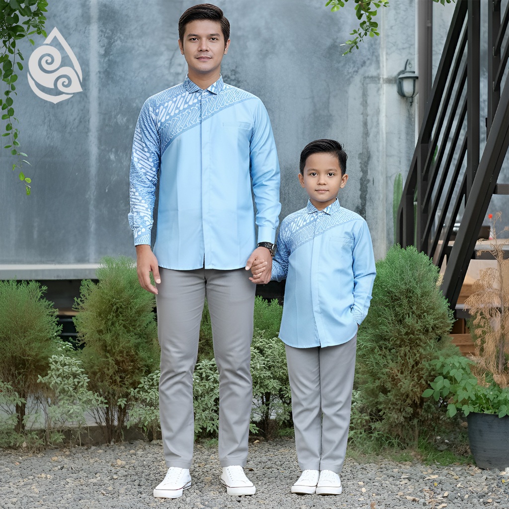 MAHADEEPA - BABY BLUE | Kemeja koko batik slimfit - Bisa custom ukuran anak & dewasa XXL - XXXL - XX