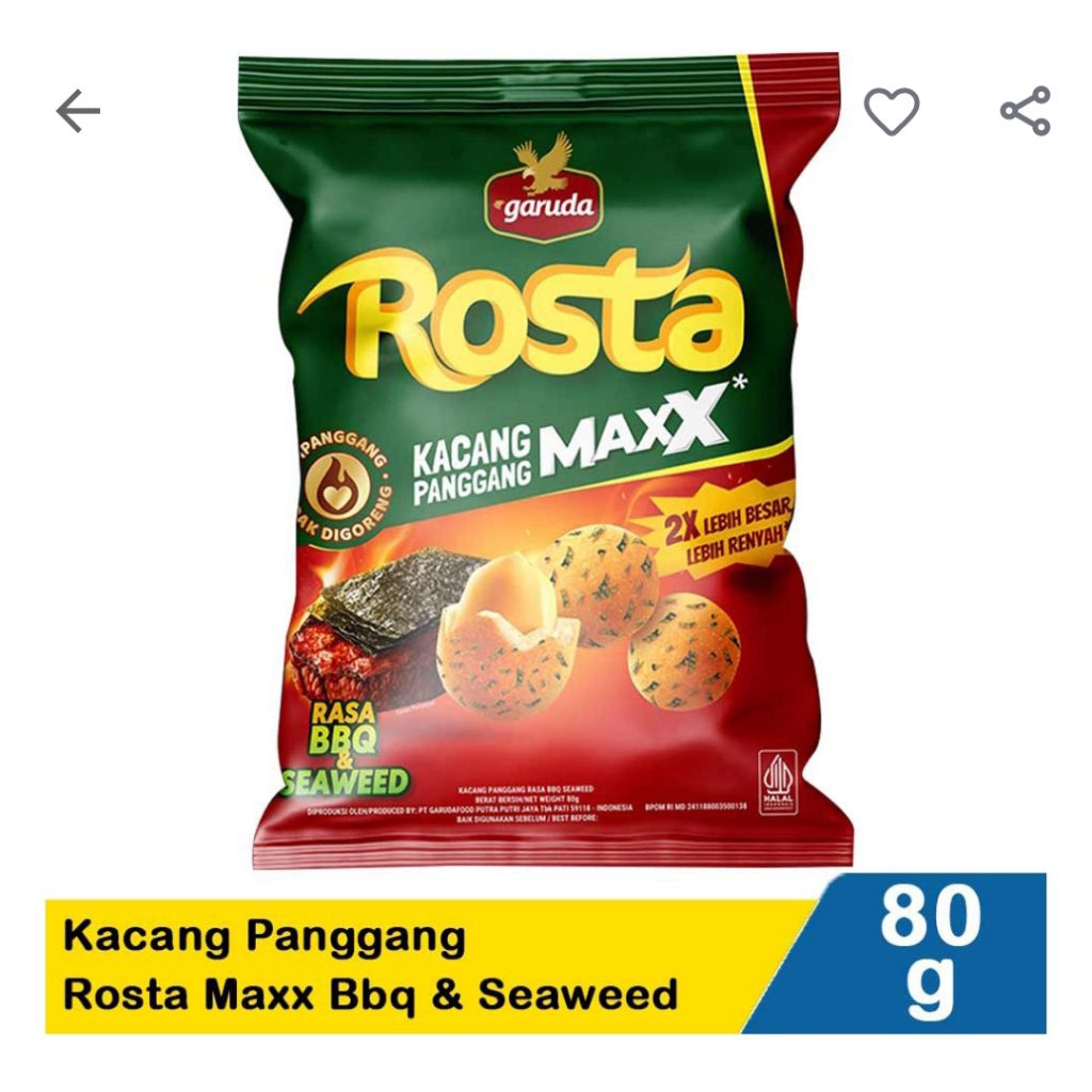 

Garuda rosta kacang panggang Rosta max BBq 80gr