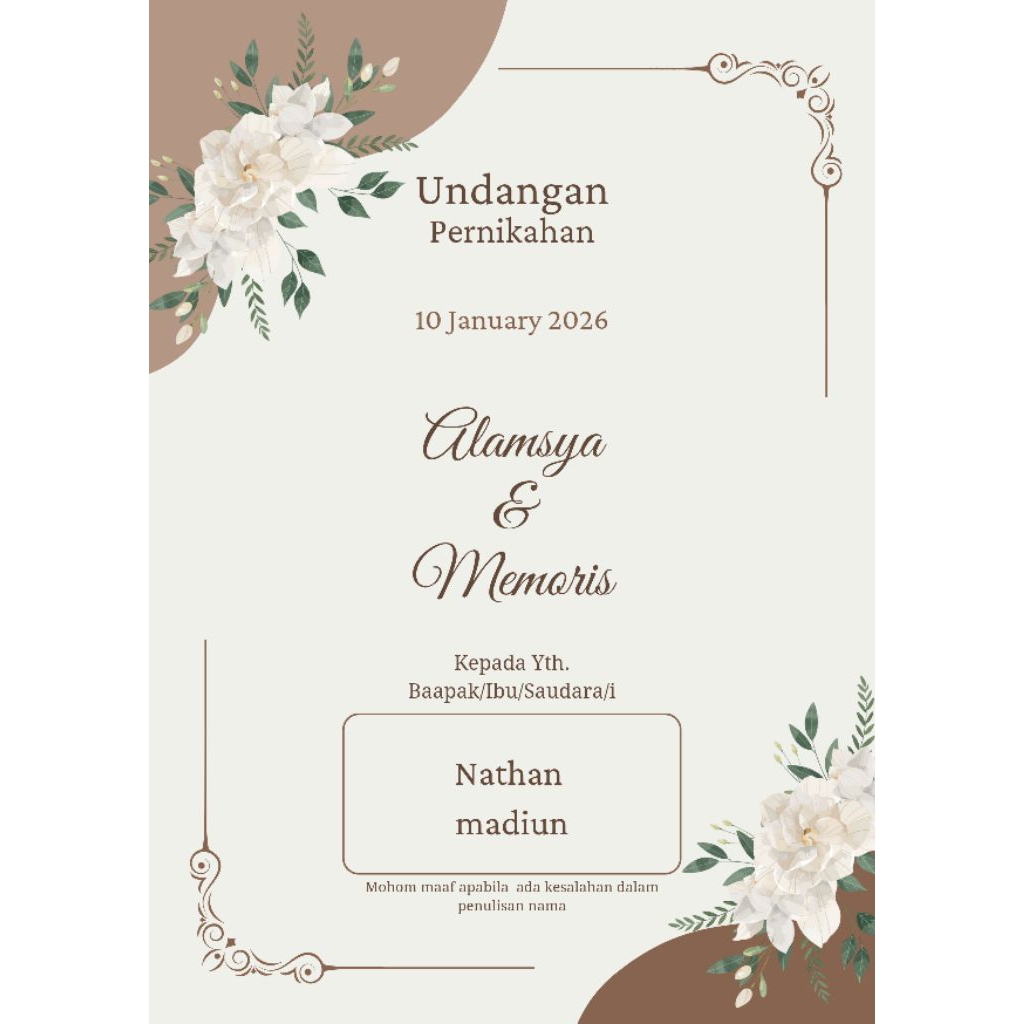 UNDANGAN PERNIKAHAN CUSTOM CETAK | BISA TARUH FOTO