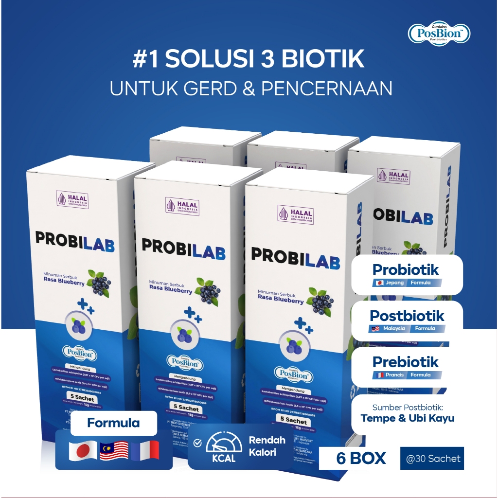 

[KHUSUS LIVE] PROBILAB - 6 Box Suplemen 3 Biotik untuk Pencernaan, GERD, Asam Lambung & Detoks Usus Rasa Blueberry