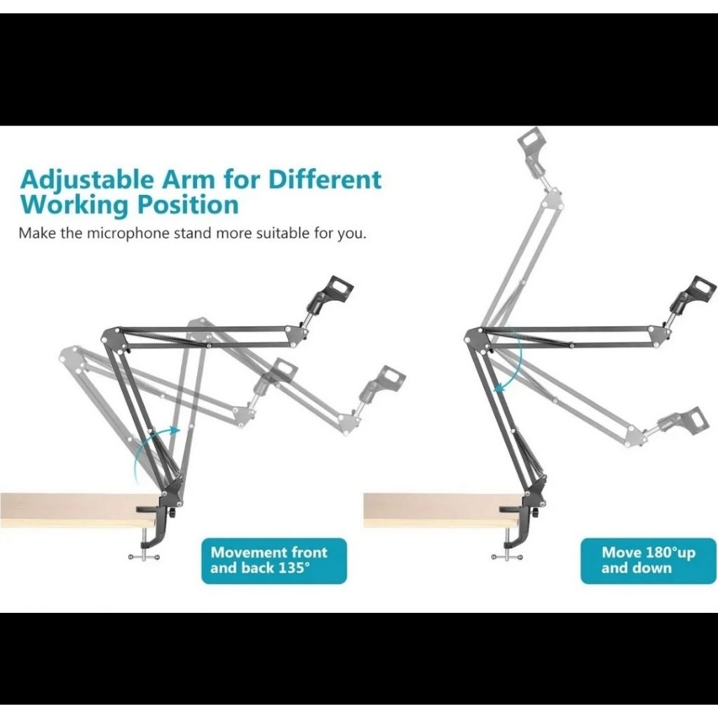Stand mic jepit meja arm lazypod aluminium nb 35