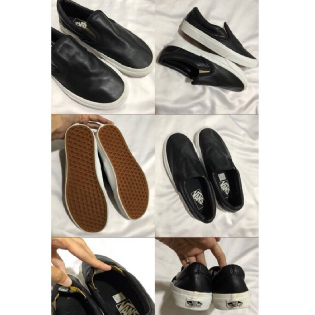 [Jual igoy masih 500-700k] Preloved ORl VANS unisex Classic Slip-On Metallic Trainers Leather