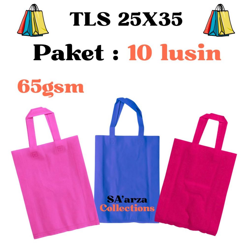 

Paket 10 lusin Tas TLS 25x35 Tas Spundboond,Tas Sovenir,Tas Hampers, Paket Hemat