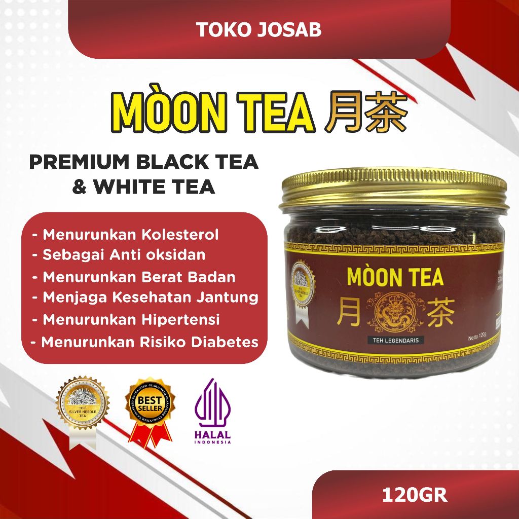 [PROMO] FREE KAOS - TEH MERAH - TEH HITAM MOON TEA - TEH KESEHATAN HERBAL BERKHASIAT 120GR ORIGINAL 