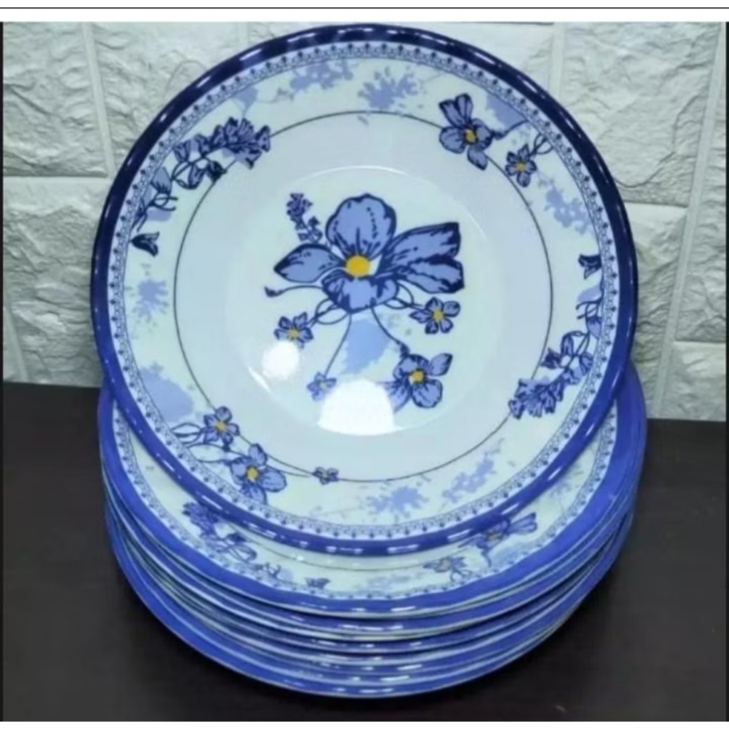 12 PCS PIRING MAKAN MELAMIN MOTIF BUNGA / PIRING MELAMIN