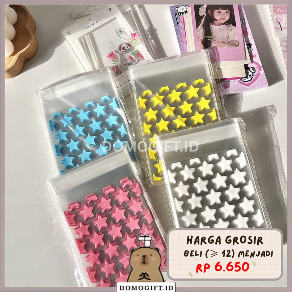 

(50 Lembar) 1 Pack Plastik Bening Bintang Buat Packing Kartu Kpop Pokemon Card