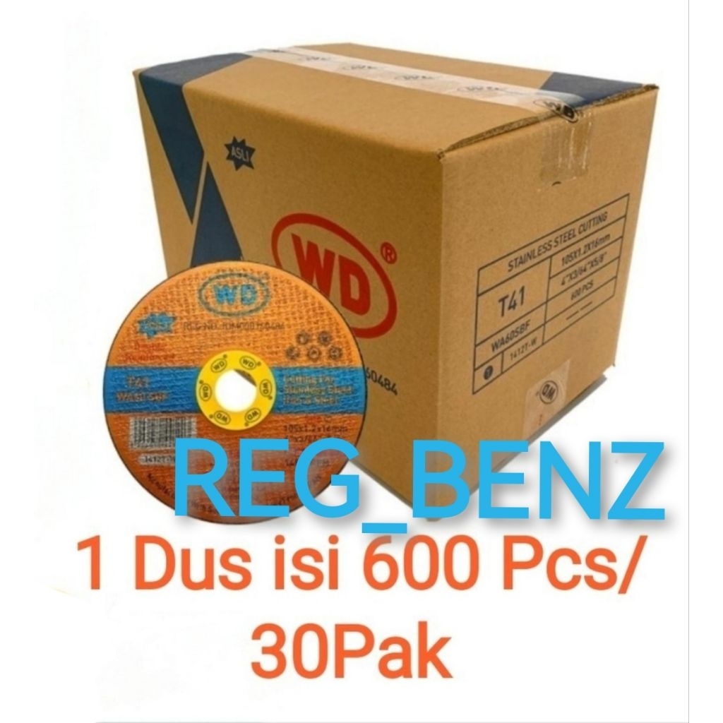 Mata Gerinda Potong WD 4in / Batu Gerinda Potong WD 4inch / WD Cutting Wheel 4 inch 1 dus = 600 pcs