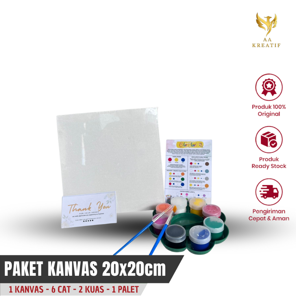 

Paket Lukis Kanvas 20x20 cm Paket Hemat Mewarnai Lengkap Dengan Kanvas Putih Cat Akrilik Kuas