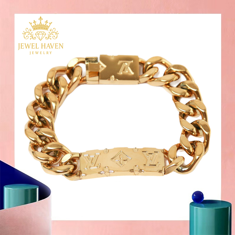 [ gelang Rantai Pria LV Gelang Sisik Naga Pria Gelang Monogram Gelang Pria Silver Perak Gelang Emas 