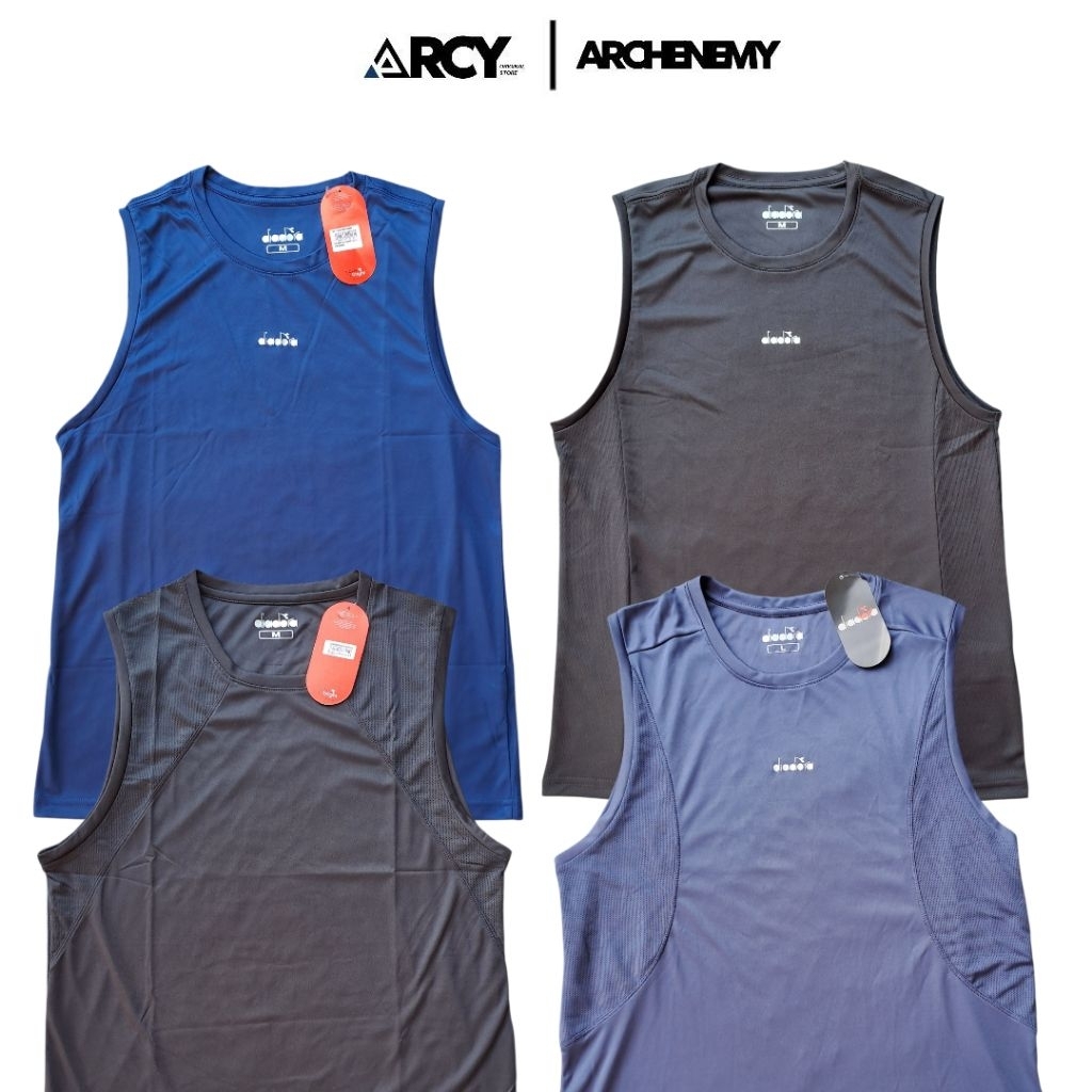 Kaos Diadora Singlet Running Men Sleeveless Tee Original Sport Station Sale