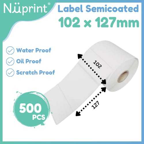 

NUPRINT KERTAS STIKER LABEL BARCODE 102X127 ISI 500 BARCODE SEMICOAT RESI JNE