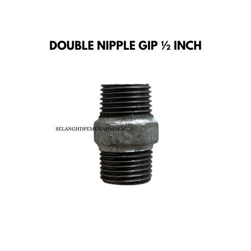 Double Nipple Galvanis 1/2 inch atau Sok Drat Luar GIP 1/2 inch