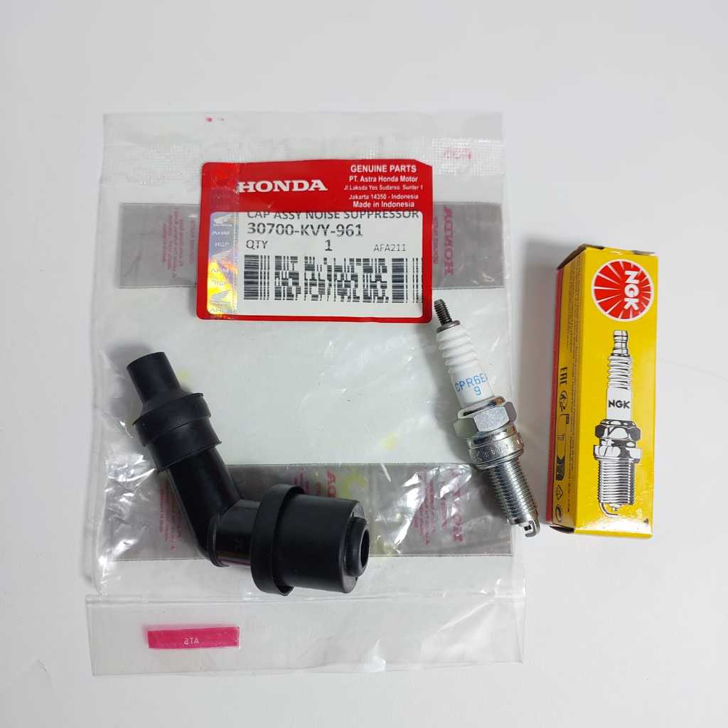 PAKET TUTUP DOP BUSI KVY + BUSI NGK CPR6 BEAT KARBU - VARIO KARBU - SCOOPY KARBU - SPACY KARBU