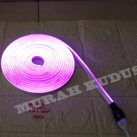 PAKET LAMPU LED NEON FLEX 220V 4METER UNGU+SOKET