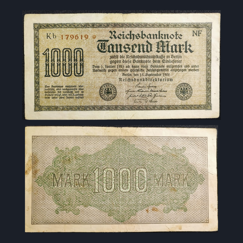 Uang Kuno Asing Jerman 1000 Mark Tahun 1922 | VF