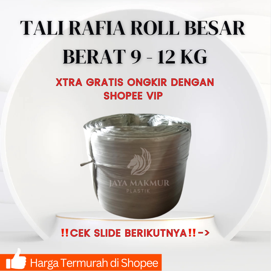 

Tali rafia 9kg - 13kg abu roll gulungan besar termurah (BACA DESCRIPTION)