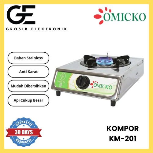 OMICKO Kompor Gas Stainless Anti Karat Api Besar 1 Tungku KM-201 KM 201 / 2 Tungku KM-202 KM 202