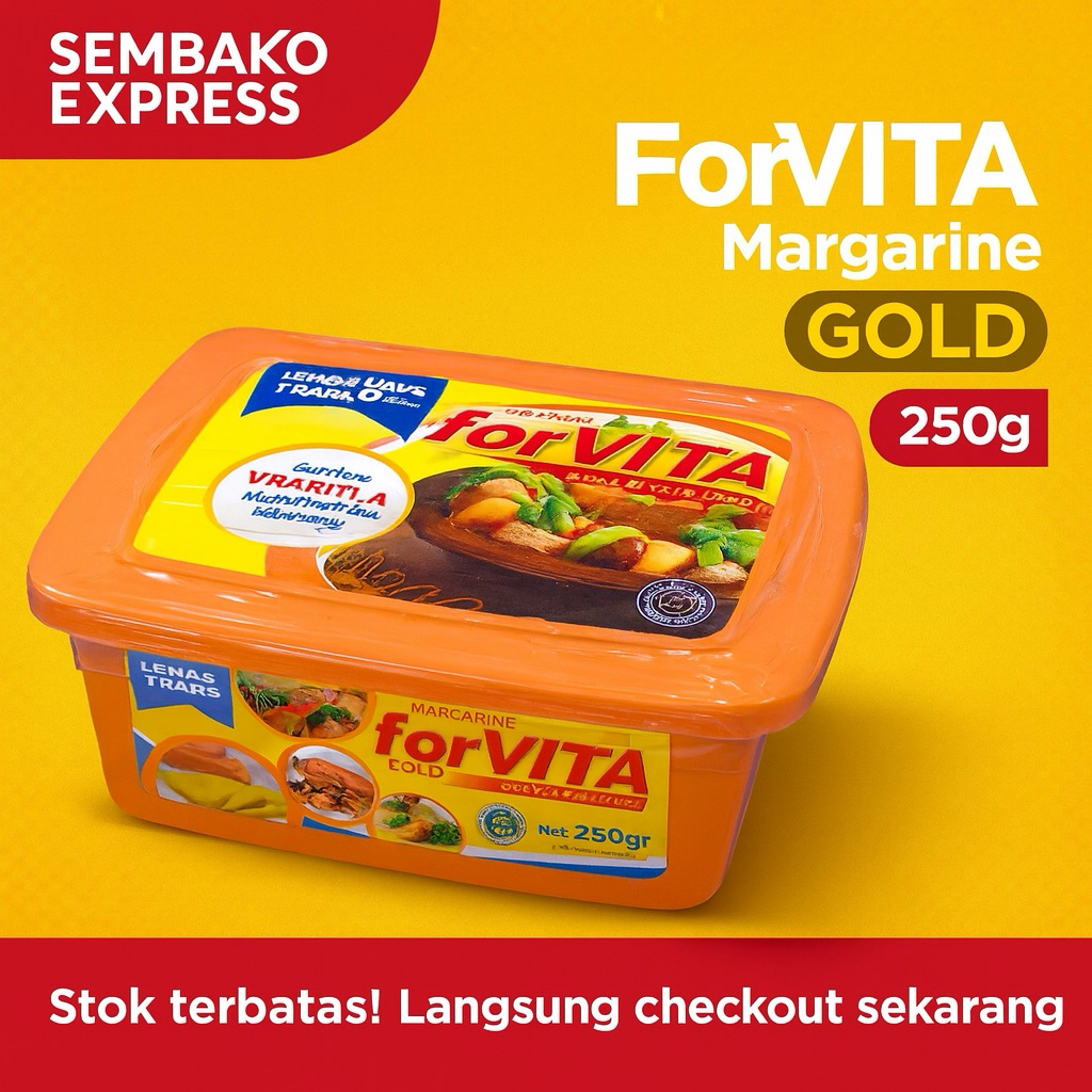 

Forvita Margarine Gold 250 g – Gurih Lezat untuk Masakan & Kue