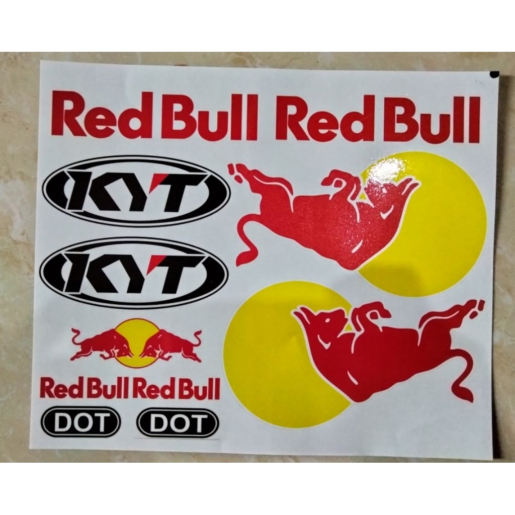 stiker helm,decal helm,red bull+ logo helm KYT model print