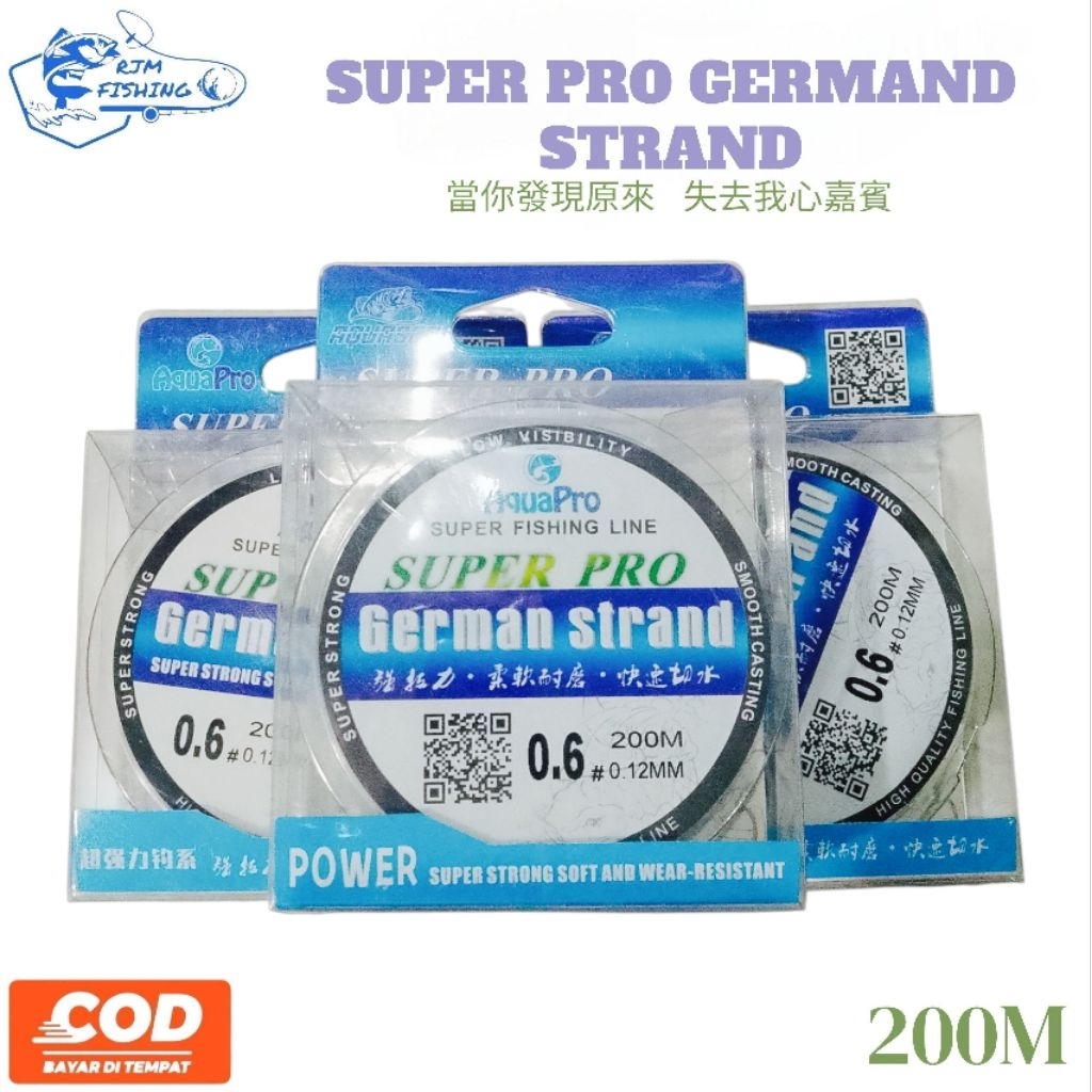 RF00160 Senar Pancing Kuat dan anti keriting Germany 200M, 0.6/0.12mm