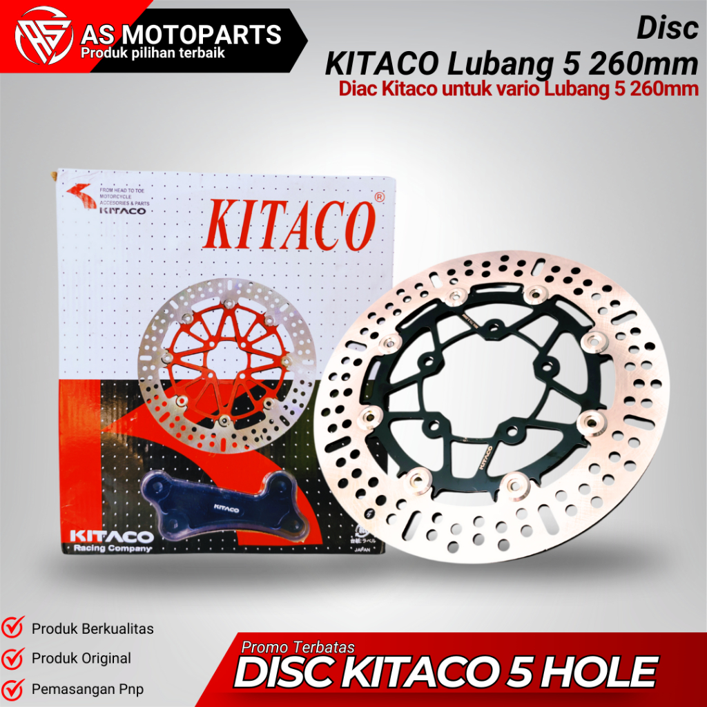 DISC KITACO LUBANG 5 260MM PLUS BREKET VARIO 125 NEW DISC VARIO LUBANG 5 KITACO DISC CAKRAM VARIO