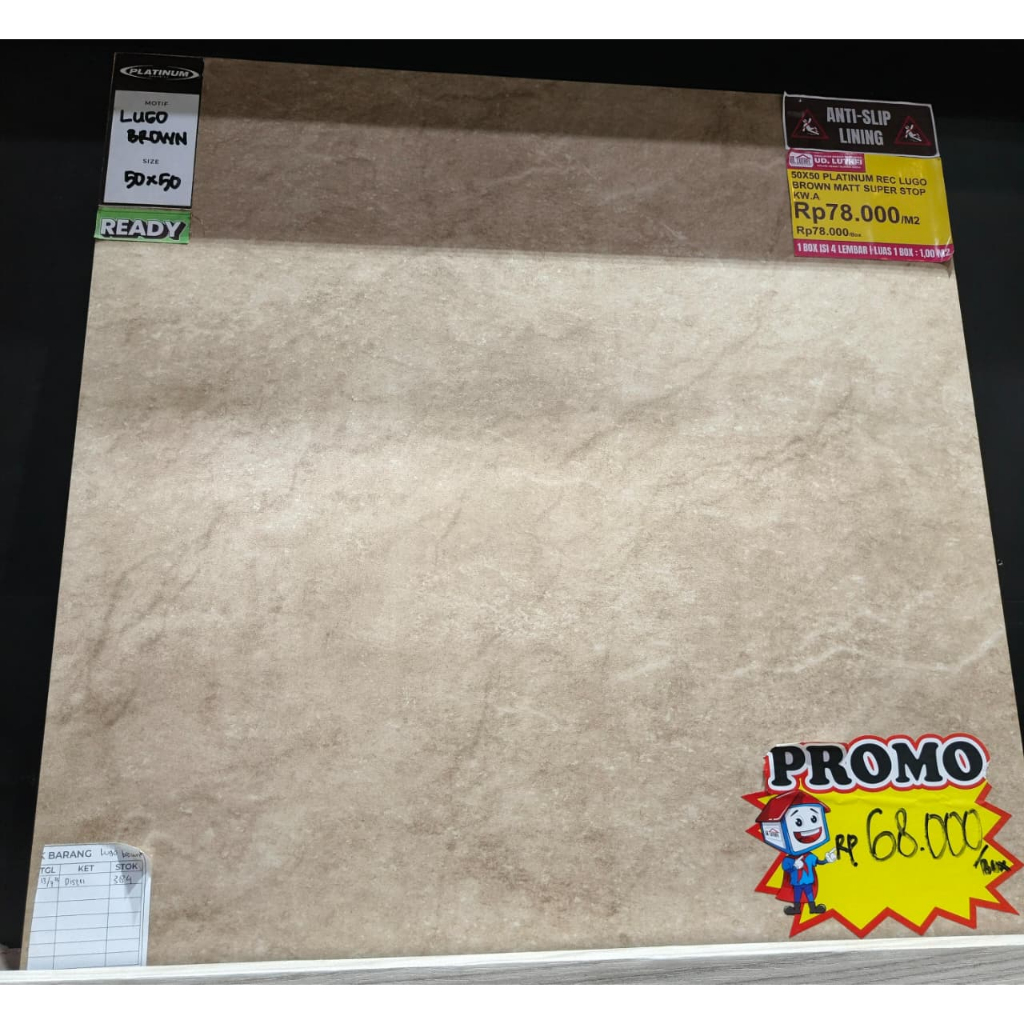 Keramik Lantai Kasar 50x50 Platinum Lugo Brown - Keramik Kasar Kamar Mandi Anti SLip