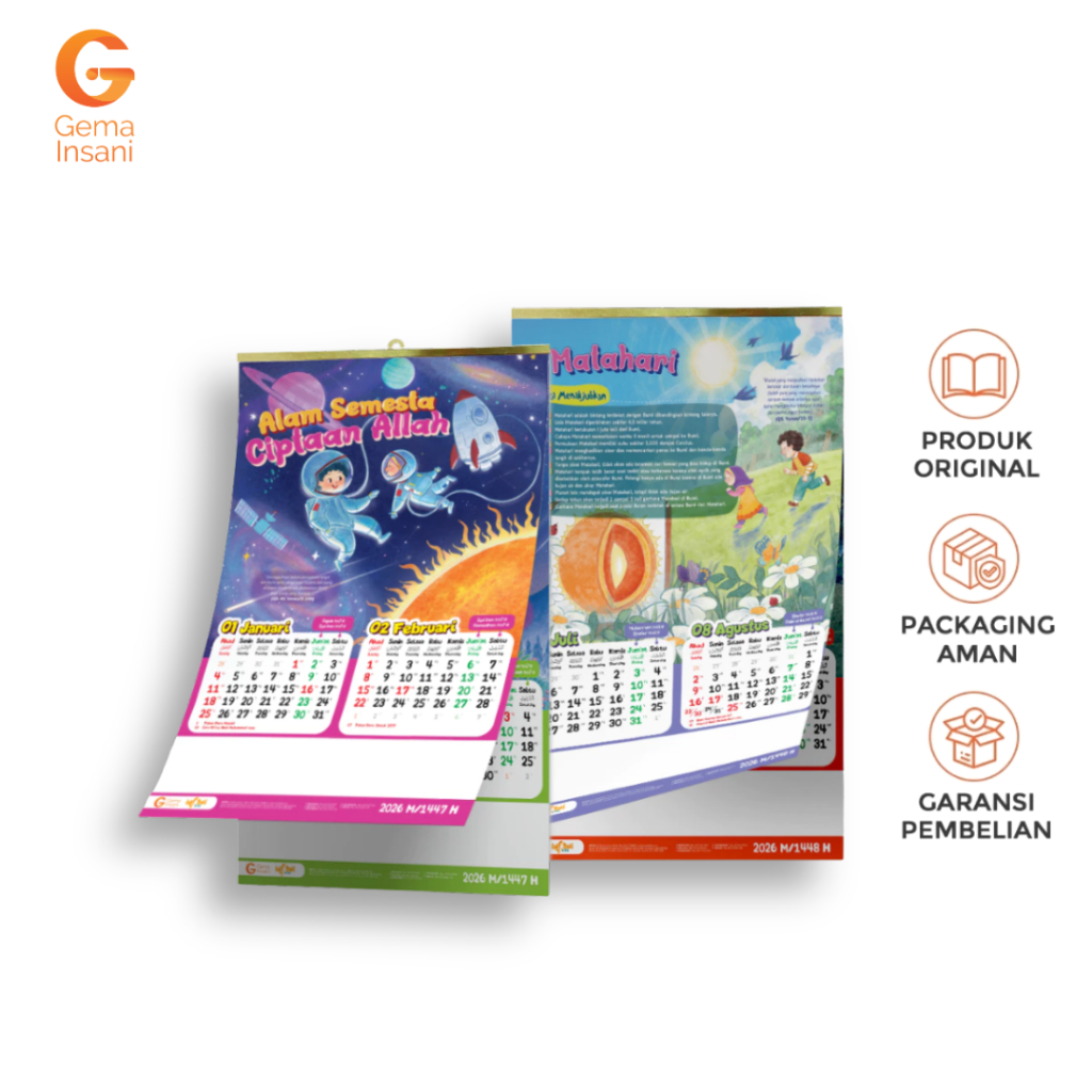 

Gema Insani Kalender Anak Muslim 2026 Hanging Calendar For Kids Tema aku sayang teman-temanku