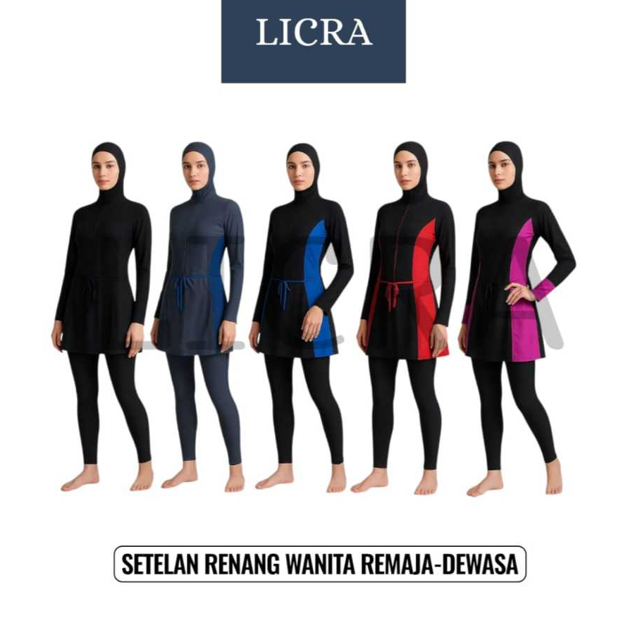 LICRA Baju Renang Muslim Wanita Dewasa-Remaja Setelan Renang Wanita Dewasa LY001