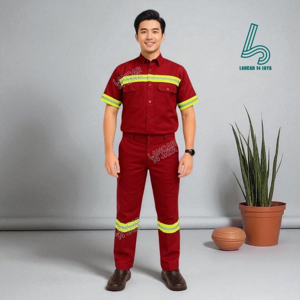 SETELAN Kemeja Safety / Baju Safety Lengan Pendek / Baju Proyek Lengan Pendek / Wearpack Safety Atas