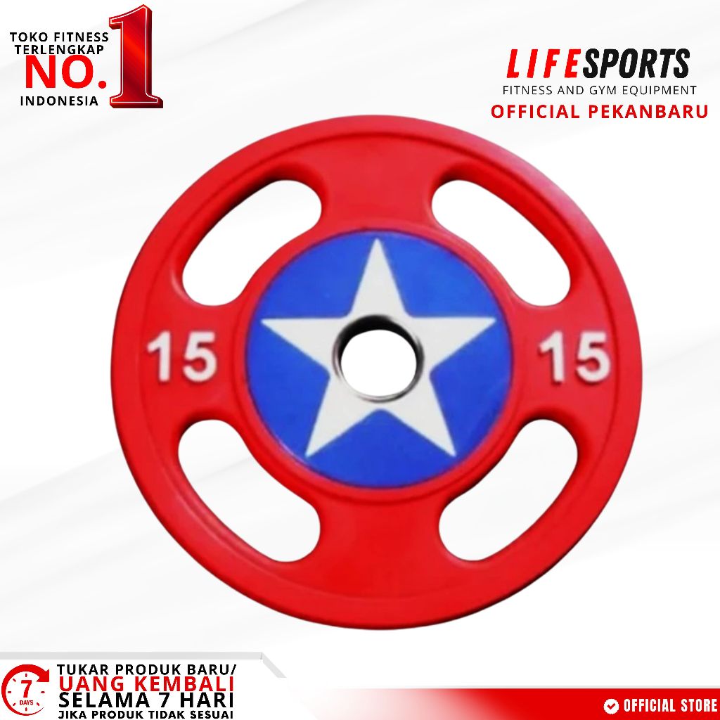 LIFESPORTS -  Alat Fitness Gym Captain America Weight Rubber Plate Olympic Bumper 15 Kg