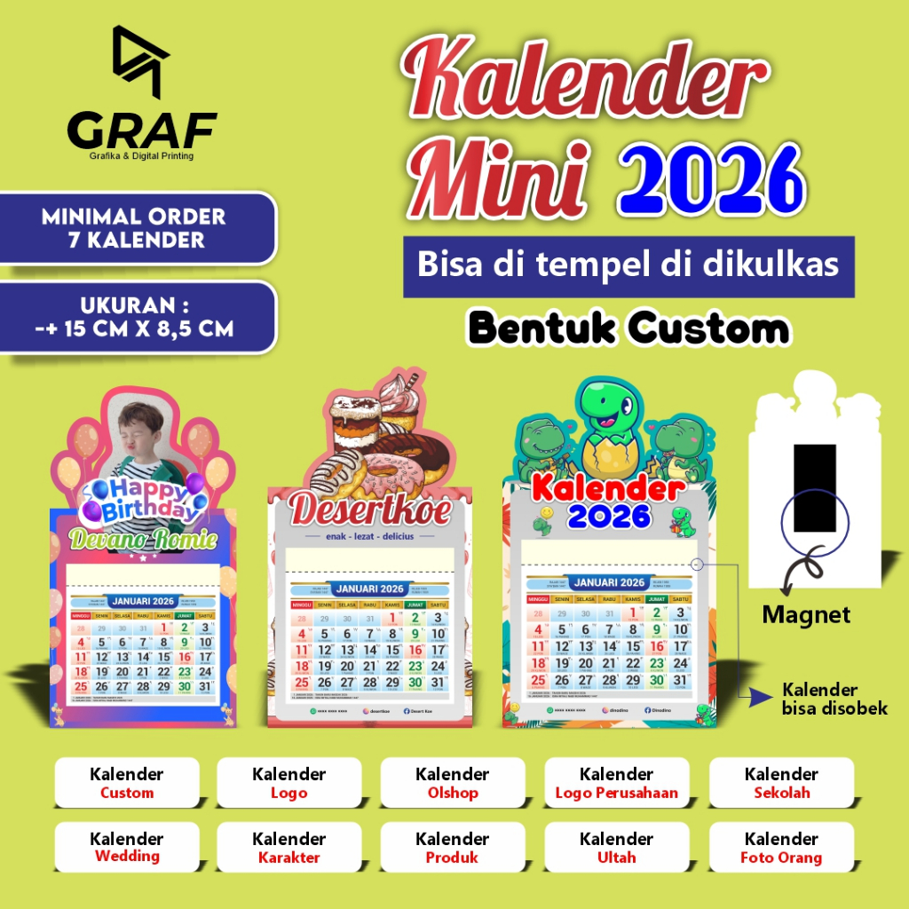 

KALENDER MINI 2026 MAGNET CUSTOM TERMURAH / KALENDER MAGNET / KALENDER KULKAS / KALENDER AESTHETIC / KALENDER 2023