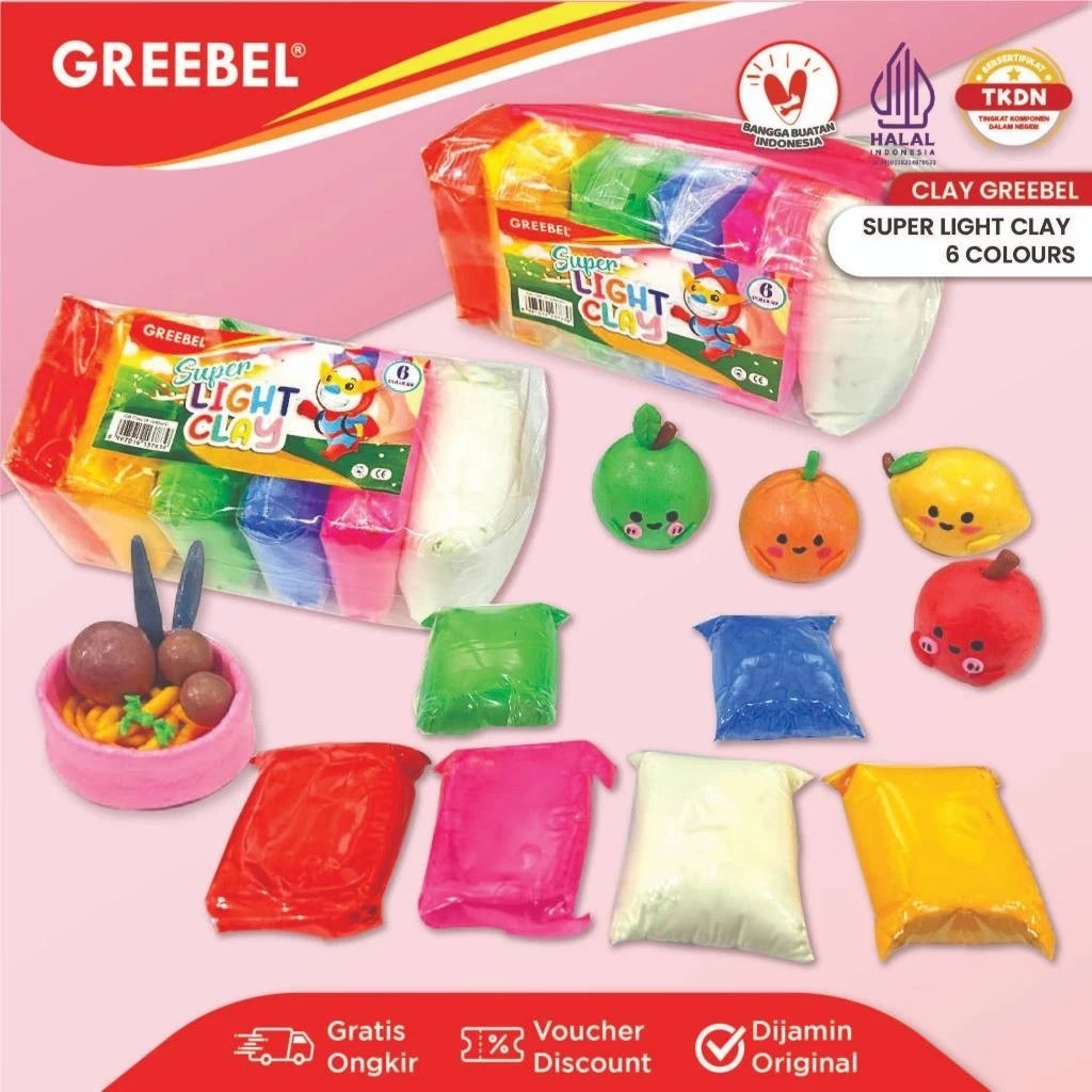 

GREEBEL Clay Mainan Anak isi 6 /Mainan Edukasi Lilin Anak / Clay isi 6 /Mainan Anak Clay isi 6 Warna