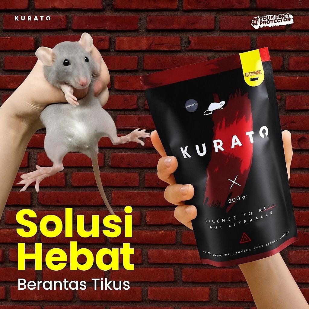 Racun Tikus GANAS AMPUH Original KURATO Ampuh 1 pack isi @200 gram - Tikus Got tikus