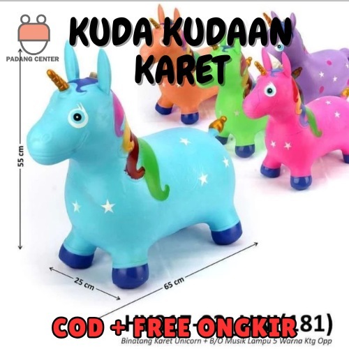 Jumping Animal Bouncer 20–30cm – Mainan Kuda/Unicorn Karet Bisa Dinaiki – Seru & Edukatif