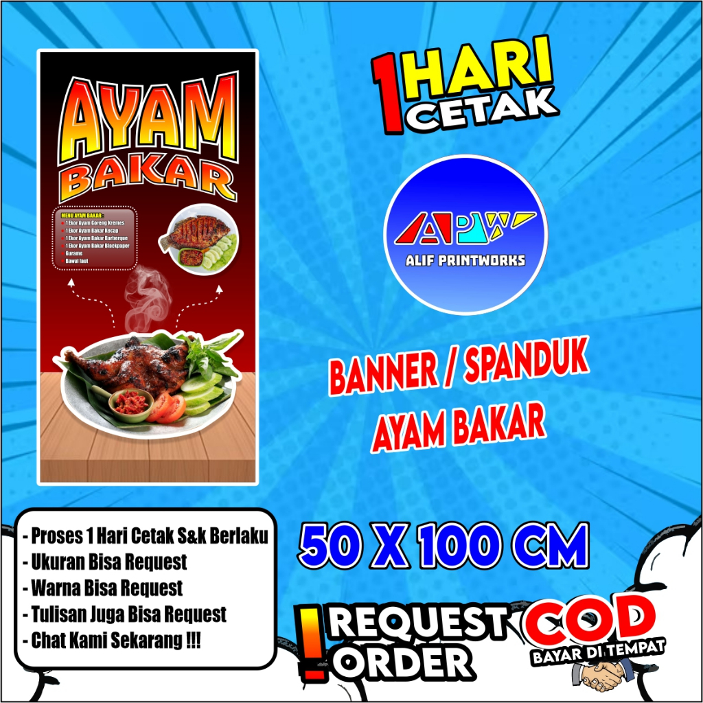 Spanduk Ayam/Banner Ayam Bakar 50x100 cm