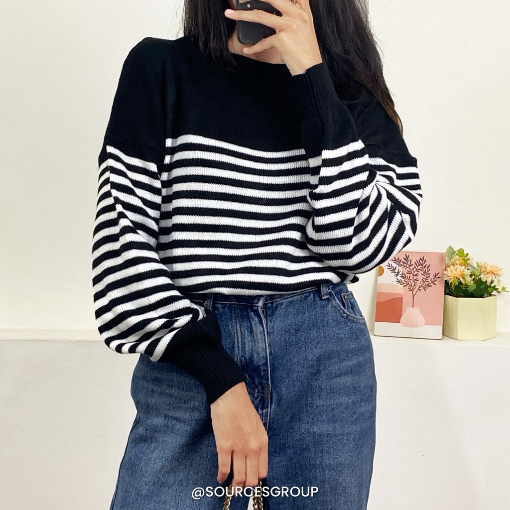 Strip knit sweater