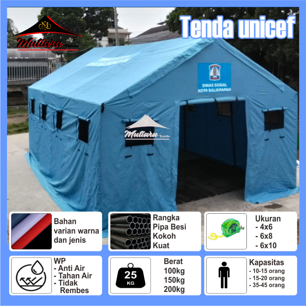 Tenda Posko Pmi siaga uk. 3x4/4x6 Anti Air kapasitas 6-8 Orang - Tenda Keluarga Bencana Serbaguna