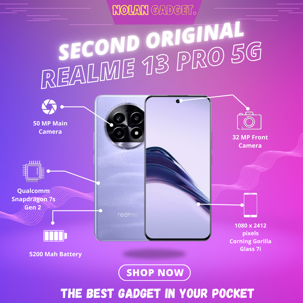 REALME 13 PRO 5G RAM • 12/256 GB • BERGARANSI RESMI INDONESIA FULLSET SECOND NOLAN GADGET