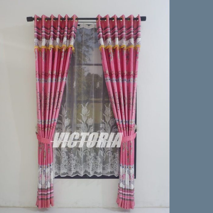 Gorden Blackout Mewah Motif Poni Tempel Batik tulip prinmas,Realpict 100% Ping Biru Smokering.