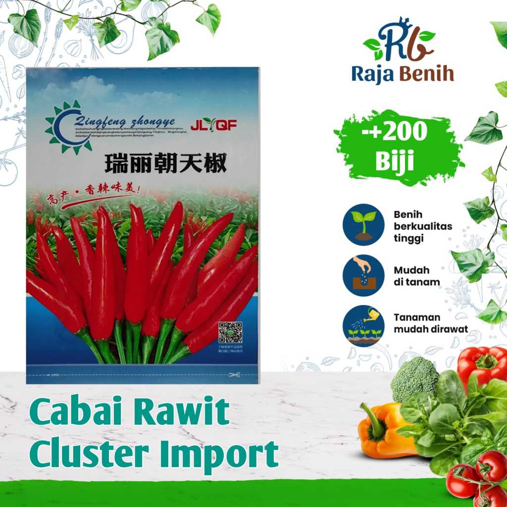 Benih Cabai Rawit Cluster import KEMASAN ORIGINAL (-+200 biji)